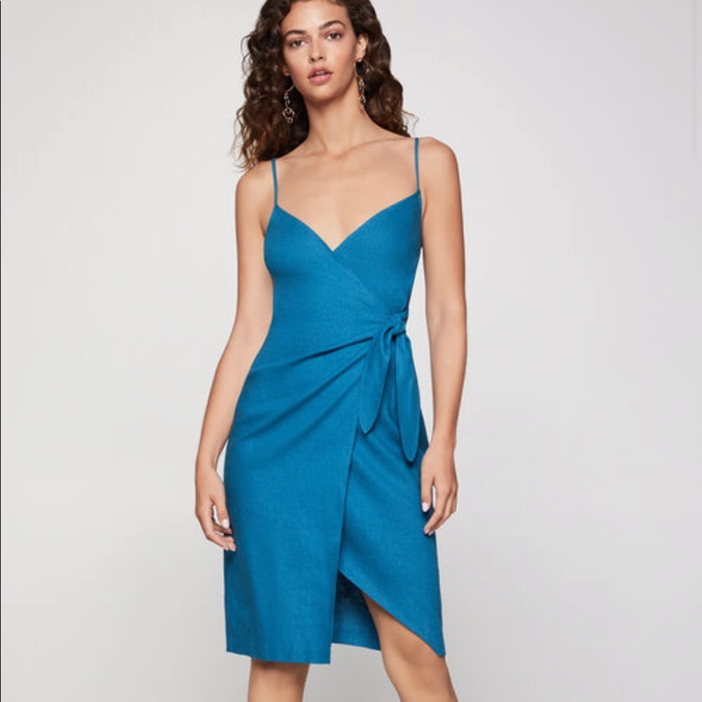 BCBG Generation Teal Sheath Wrap Dress size L NWOT
